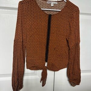 Women's Brown Polka Dot Top
